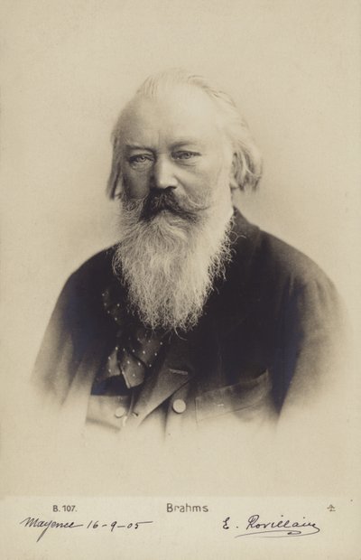 德国作曲家、钢琴家约翰内斯-勃拉姆斯（1833-1897 年）（黑白照片） 作者 德国摄影师