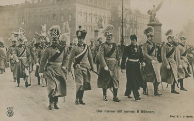 德国皇帝威廉二世和他的六个儿子。明信片寄于 1913 年。 作者 德国摄影师
