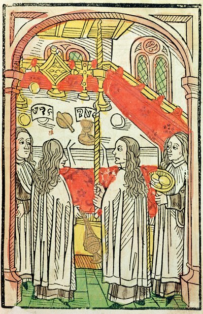 1415年康斯坦茨议会的希腊东正教弥撒，康斯坦茨议会编年史，Ulrich Richental（1378-1437）1483（彩色木刻） 作者 德国学校