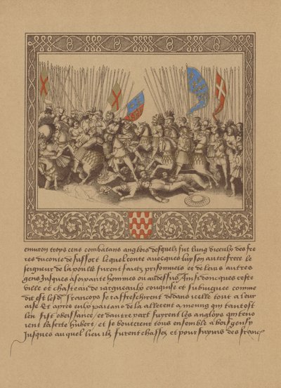 法国16世纪手稿的一页，描绘了Froissarts Chronicles的场景 作者 德国学校