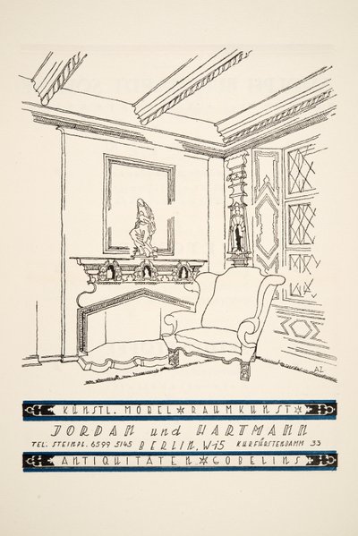 乔丹和哈特曼的广告，来自《Styl》，1922年出版的《Pochoir》（印刷品）。 作者 德国学校
