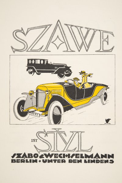 Advertisement for Szawe (Szabo & Wechselmann), from Styl, pub.1922 (pochoir print) 作者 德国学校