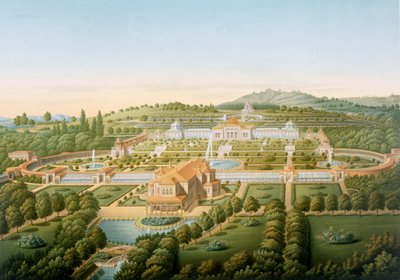 1860年出版的Wurtemberg Guillaume国王别墅的鸟瞰图 作者 德国学校