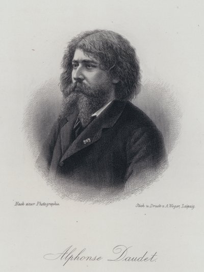 Alphonse Daudet，法国小说家（雕刻）。 作者 德国学校