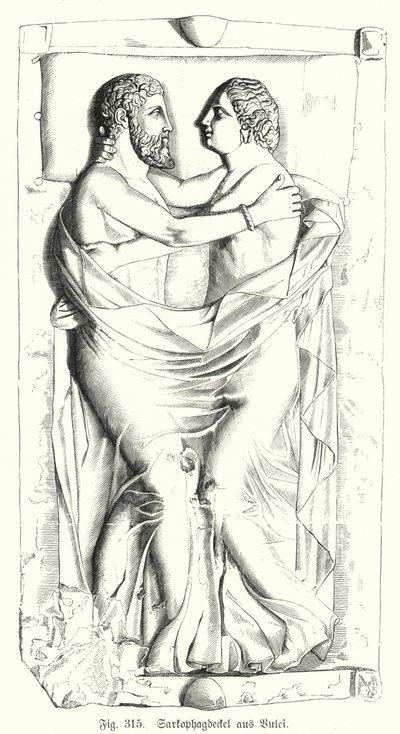 Ancient Etruscan sarcophagus lid from Vulci (engraving) 作者 德国学校