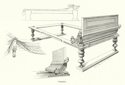 Ancient Greek bedsteads (engraving) 作者 德国学校