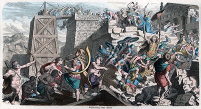 古代历史。罗马。罗马人进攻一座城市......（雕刻） 作者 德国学校