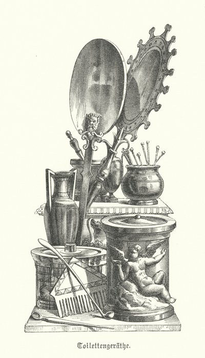 Ancient Roman tools for applying cosmetics (engraving) 作者 德国学校