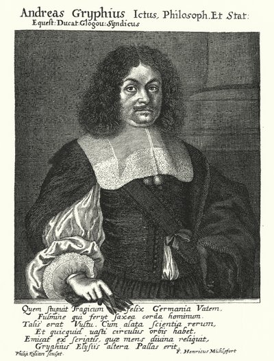 德国诗人和戏剧家Andreas Gryphius（雕刻）。 作者 德国学校