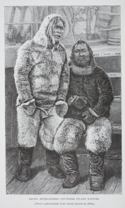 北极高地人 - 桑德斯岛原住民，酒吧。伦敦1886年（雕刻） 作者 德国学校
