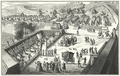 火炮射击训练，纽伦堡，1733 年（雕刻） 作者 德国学校