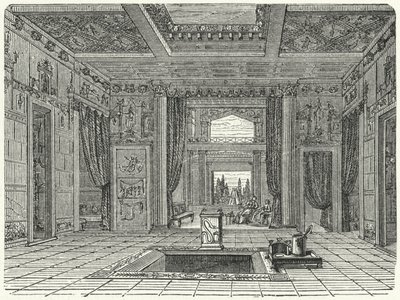 罗马 Casa di Sallusti 的中庭和桌子（雕刻） 作者 德国学校