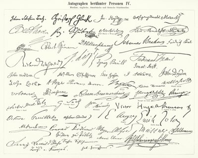 Autographs of famous people: composers, musicians and English, French and German writers (engraving) 作者 德国学校