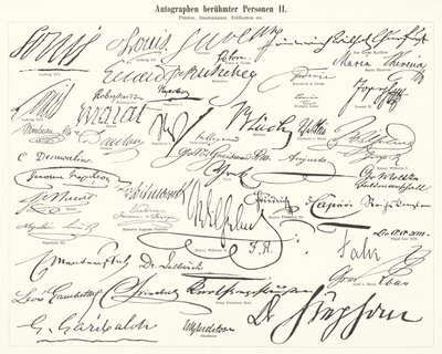 Autographs of famous people: statesmen, princes, generals, etc (engraving) 作者 德国学校