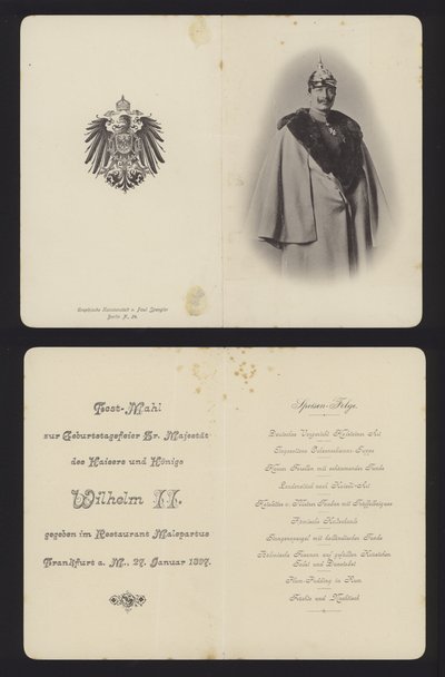 Banquet in honour of the birthday of Kaiser Wilhelm II of Germany, Frankfurt, 27 January 1897 (litho) 作者 德国学校
