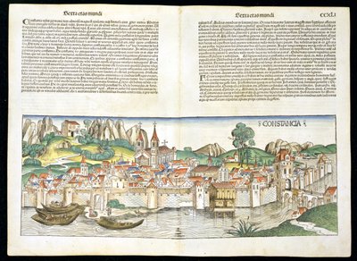 Hartmann Schedel（1440-1514）1493年纽伦堡纪事的康斯坦茨鸟瞰图 作者 德国学校