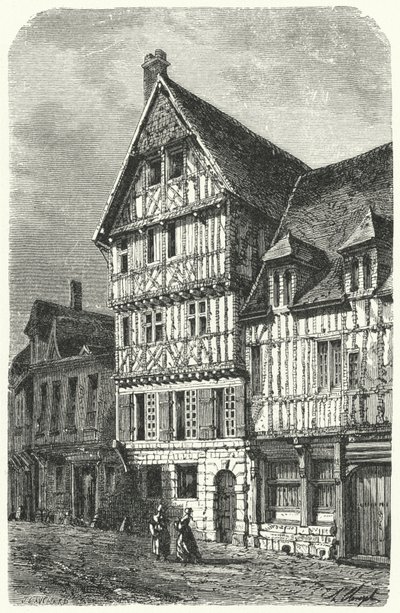 法国剧作家皮埃尔·科内耶 (Pierre Corneille) 出生地鲁昂 (版画) 作者 德国学校