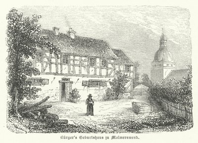 Birthplace of German poet Gottfried August Buerger, Molmerswende (engraving) 作者 德国学校