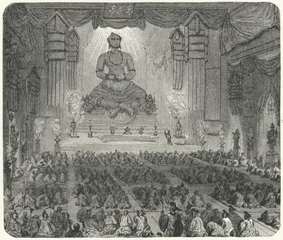 Buddhists worshipping in a monastery in Peking (engraving) 作者 德国学校