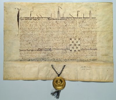 查理四世的公牛（1316-78）神圣罗马帝国皇帝，1365年1月29日（墨水在羊皮纸上用金印） 作者 德国学校
