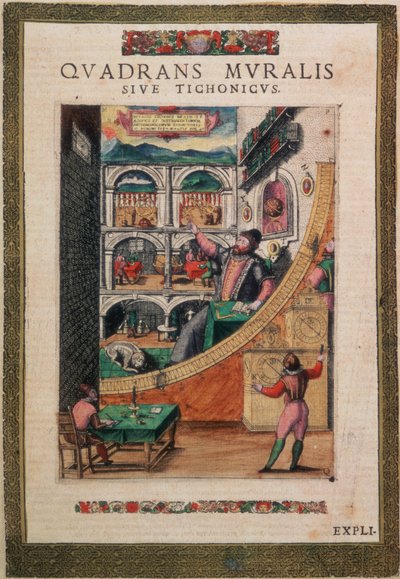 C.45.h.3 1587 年，40 岁的天文学家第谷-布拉赫（Tycho Brahe）在他的天文仪器中，摘自《Tychonis Brahe, Astronomi Instaurat Mechanica》。 作者 德国学校