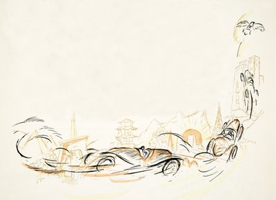 汽车拉力赛》，选自《风格》，1922 年出版（pochoir 印刷品） 作者 德国学校