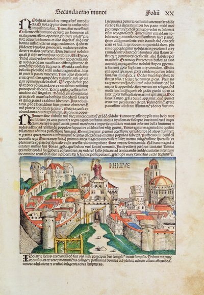 Nineveh市，来自&39;Liber Chronicarum&39;，来自Hartmann Schedel（1440-1514）1493（彩色木刻） 作者 德国学校