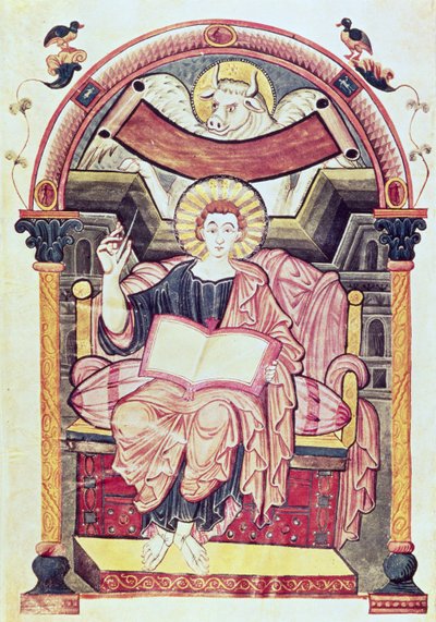 Cod 22. f.85v St. Luke the Evangelist，来自Treves，Carolingian，公元800年 作者 德国学校