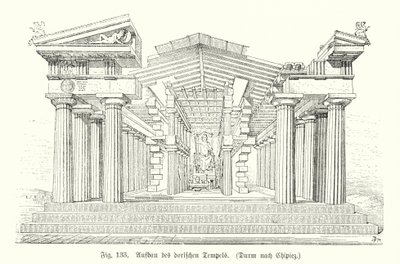 古希腊多立克神庙的建造（雕刻）。 作者 德国学校