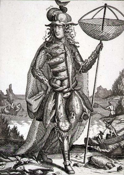 渔夫的服装，由杰拉德-瓦尔克（1651-2-1726）出版，约1690年（雕刻）。 作者 德国学校