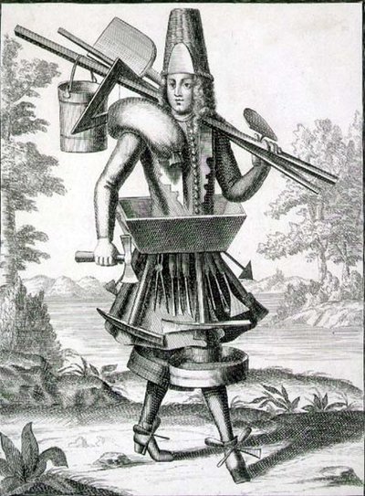 泥瓦匠的服装，由杰拉德-瓦尔克（1651/2-1726）出版，约1690年（雕刻）。 作者 德国学校