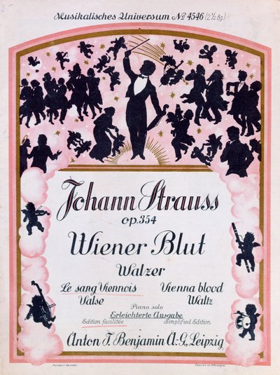 着名华尔兹Wiener Blut op.354得分的封面由Johann Strauss II，（1825-99），1930年 作者 德国学校