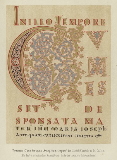 装饰字母C来自Sintrams Evangelium longum，9世纪晚期 作者 德国学校