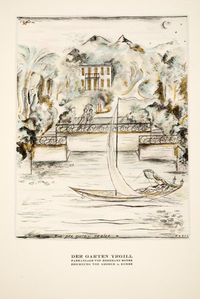 Der Garten Yrgill，选自《Styl》，1922 年出版（pochoir 印刷品） 作者 德国学校