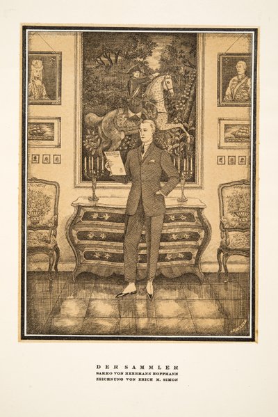 Der Sammler，赫尔曼-霍夫曼（Hermann Hoffmann）创作的男装广告，选自《风格》，1922 年出版（pochoir 印刷）。 作者 德国学校