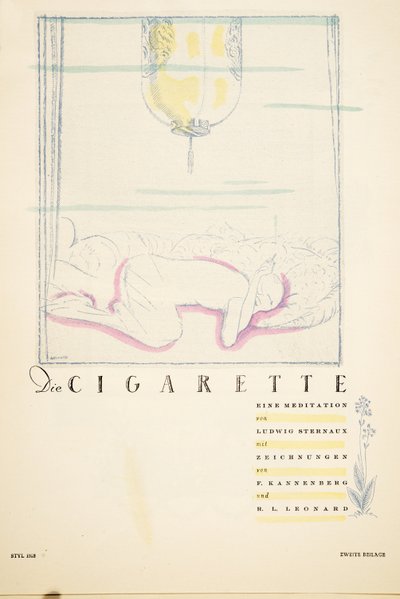 Die Cigarette eine Meditation》，选自《Styl》，1922 年出版（pochoir 印刷品） 作者 德国学校