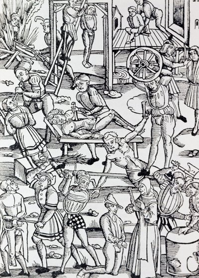 1500年德国对各种罪行使用的不同形式的惩罚，雕刻，德国 作者 German School