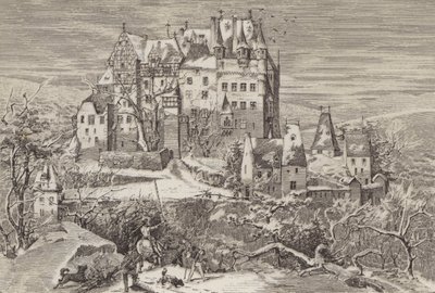 Eltz Castle, in the hills above the Moselle River, Germany, as it looked at the end of the 16th century (litho) 作者 德国学校