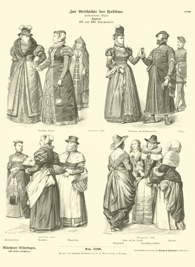 英国服装，16和17世纪 作者 德国学校