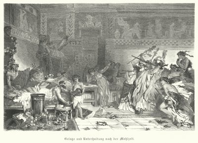 Entertainment after the meal at a Roman feast (engraving) 作者 德国学校