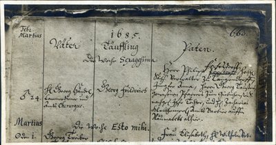 亨德尔的洗礼从1685年德国哈勒市Marktkirche教堂登记处进入 作者 德国学校