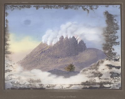 1836年11月，火山口东端的默拉皮火山爆发，来自地形和科学地图集的旅程通过Java，由博士。 Junghuhn神父，马格德布 作者 德国学校