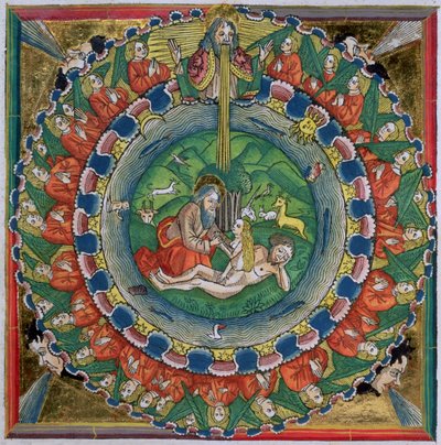 创世记2:22的传真副本上帝创造了夏娃，来自纽伦堡圣经（Biblia Sacra Germanaica） 作者 德国学校