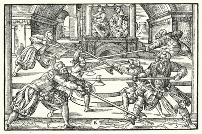Fencing scene (engraving) 作者 德国学校