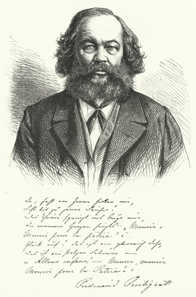 Ferdinand Freiligrath，德国诗人、翻译家和自由派政治鼓动者（版画） 作者 德国学校