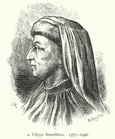 意大利建筑师和工程师Filippo Brunellesco（雕刻）。 作者 德国学校