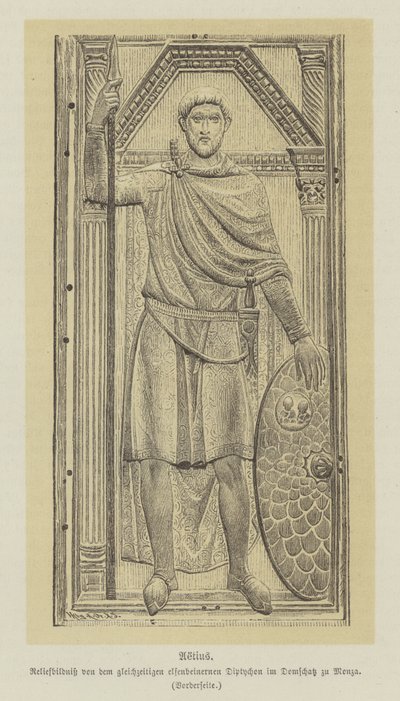 Flavius Aetius，罗马将军（雕刻）。 作者 德国学校