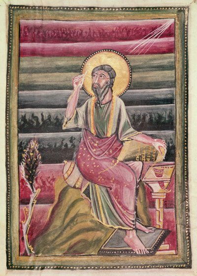 Fol.160r圣约翰福音传教士，来自圣吉伦的Evangeliary，990-1000 作者 德国学校