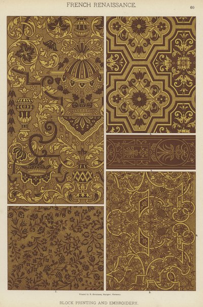 法国文艺复兴，木版印刷和刺绣（彩色石版画） 作者 德国学校