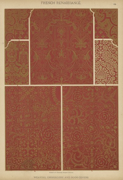 法国文艺复兴、编织、刺绣和书皮（彩色石版画） 作者 德国学校